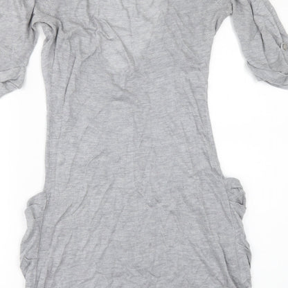 Brand and care label for BAY women’s grey cardigan jumper, size UK 6
