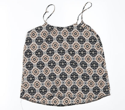 Back view of New Look women’s beige geometric camisole blouse, size UK 8