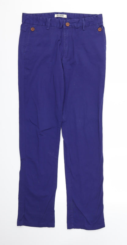 Front view of EPTISON women’s blue trousers, size UK 32, 30-inch leg