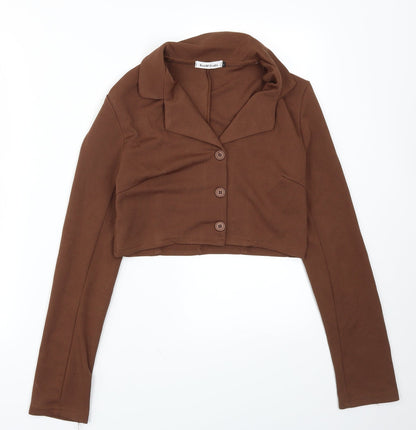 Additional front view of boom studio women’s brown basic t-shirt, size M, - trousers included