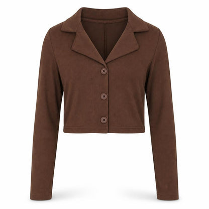 Front view of boom studio women’s brown basic t-shirt, size M, - trousers included