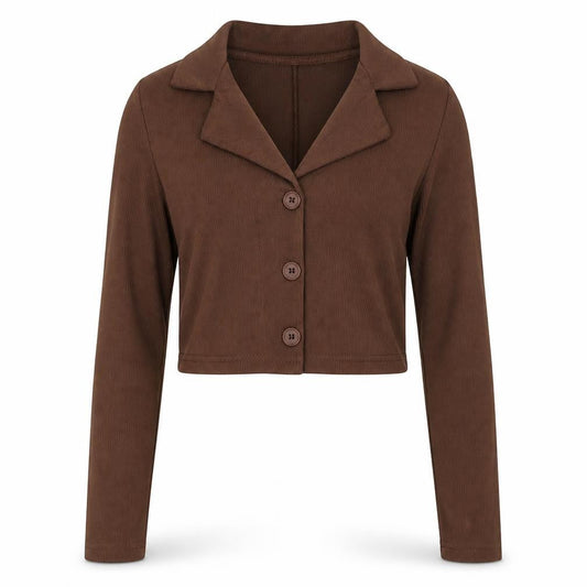 Front view of boom studio women’s brown basic t-shirt, size M, - trousers included