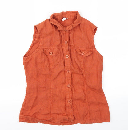 Front view of ICE women’s orange basic t-shirt, size L