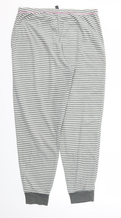 Back view of Preworn women’s grey striped trousers, size UK 34, 28-inch leg - stretch waistband