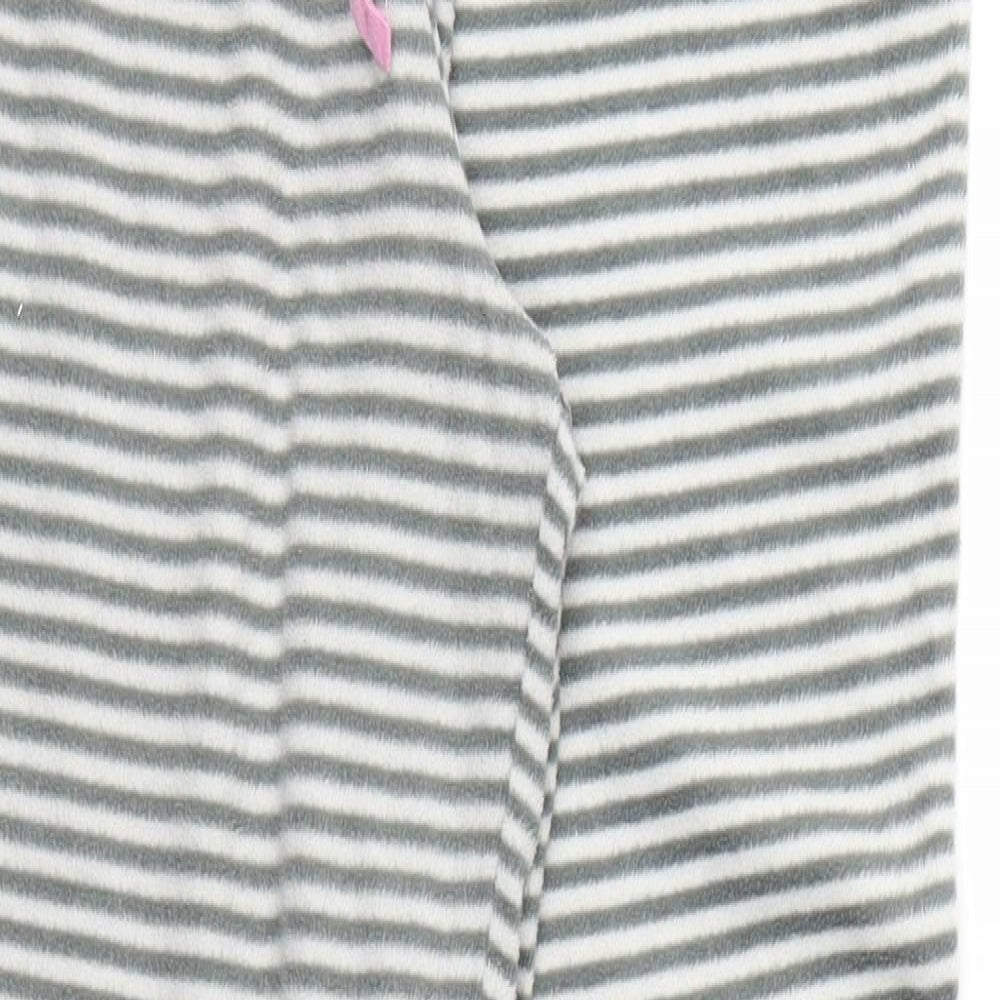 Close-up detail of Preworn women’s grey striped trousers, size UK 34, 28-inch leg - stretch waistband