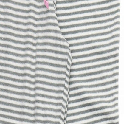 Close-up detail of Preworn women’s grey striped trousers, size UK 34, 28-inch leg - stretch waistband