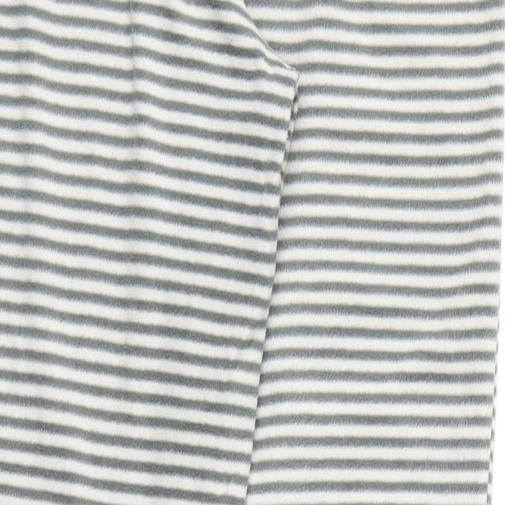 Brand and care label for Preworn women’s grey striped trousers, size UK 34, 28-inch leg - stretch waistband