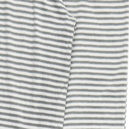 Brand and care label for Preworn women’s grey striped trousers, size UK 34, 28-inch leg - stretch waistband