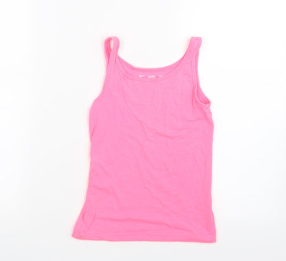 Additional front view of Young Dimension girls’ pink basic tank, size 7-8, years