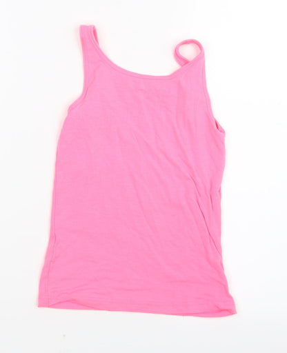 Back view of Young Dimension girls’ pink basic tank, size 7-8, years