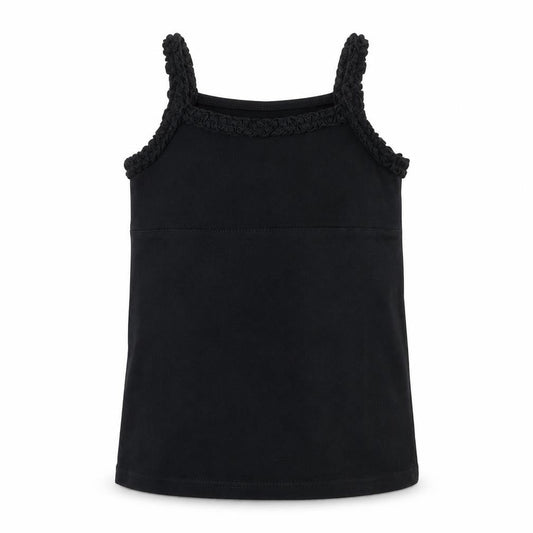 Front view of Matalan girls’ black basic t-shirt, size 4-5, years