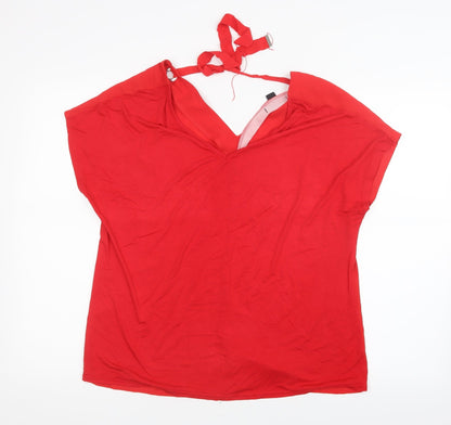 Additional front view of New Look women’s red basic t-shirt, size UK 14