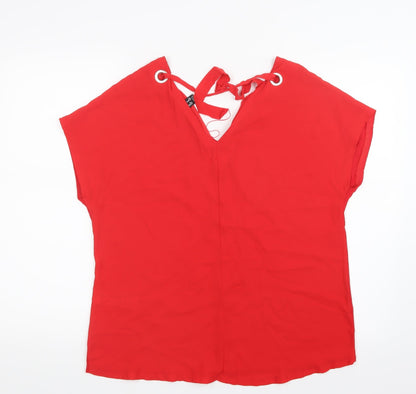 Back view of New Look women’s red basic t-shirt, size UK 14