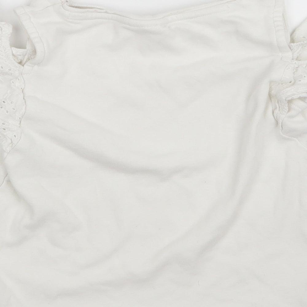 F&F Girls White   Basic T-Shirt Size 4-5 Years  - Open Shoulders