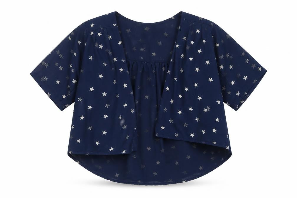 NEXT Girls Blue Geometric Mesh Jacket  Size 7 Years  - Stars