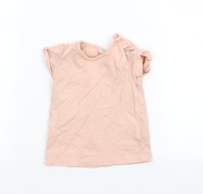 Additional front view of Nutmeg girls’ pink basic t-shirt, size 3-6, months