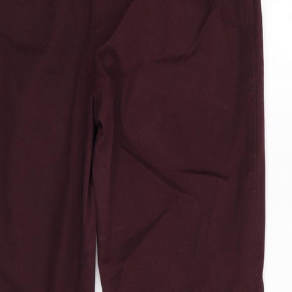 Brand and care label for F&F women’s red trousers, size UK 8, 26-inch leg