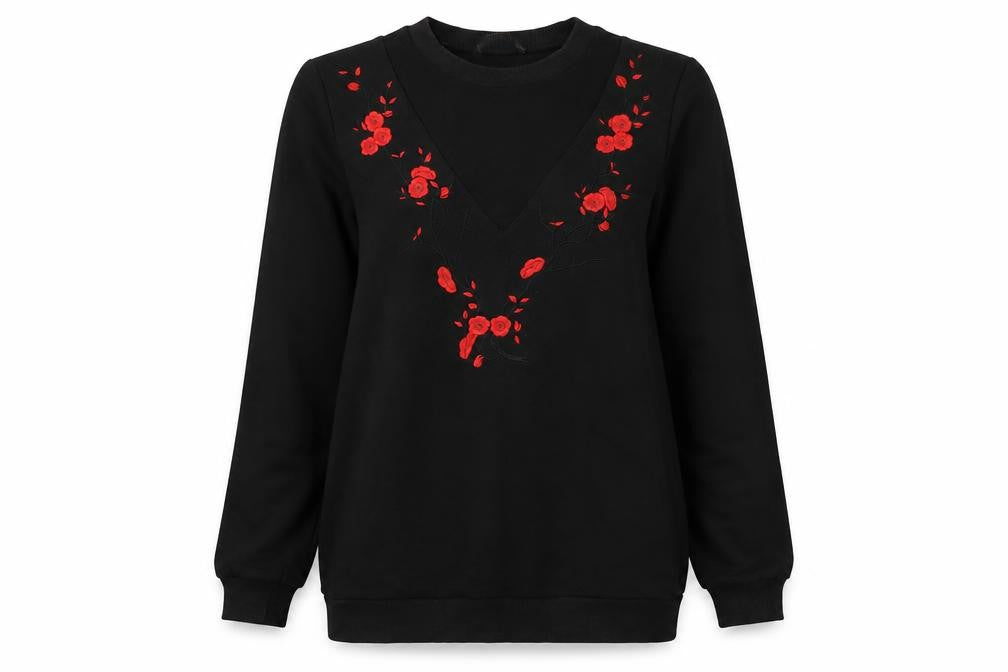Primark  Womens Black Floral  Pullover Jumper Size 8