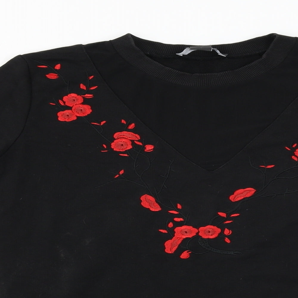 Primark  Womens Black Floral  Pullover Jumper Size 8