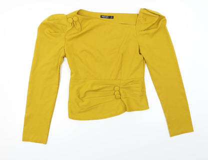 Additional front view of Nasty Gal women’s yellow basic blouse, size UK 8