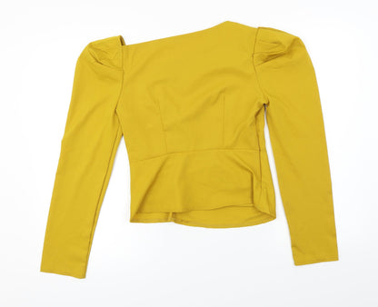 Back view of Nasty Gal women’s yellow basic blouse, size UK 8