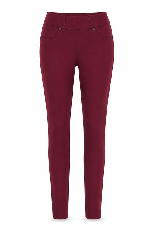 Front view of B.you women’s purple trousers, size UK 12, 29-inch leg