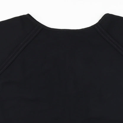 Close-up detail of Papaya women’s black basic blouse, size UK 12