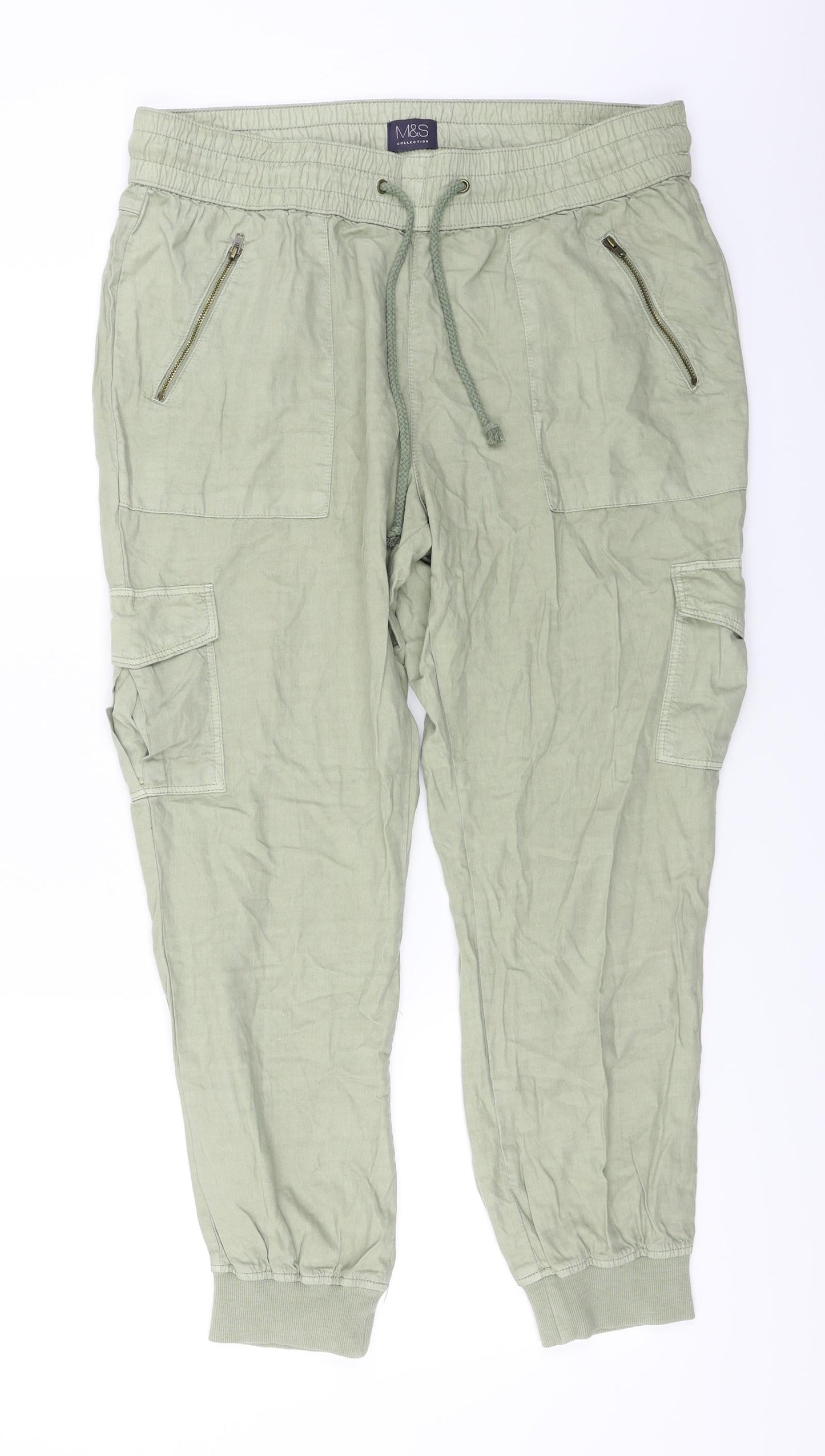 Marks and Spencer  Womens Green   Trousers  Size 34 in L24 in