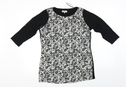 Front view of Papaya women’s black animal print basic blouse, size UK 12