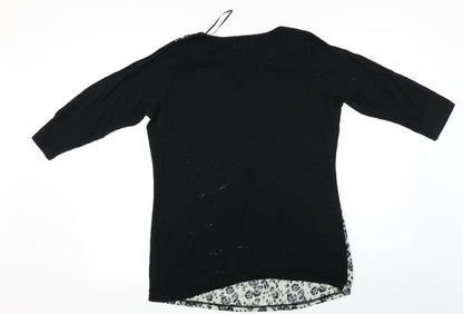 Back view of Papaya women’s black animal print basic blouse, size UK 12