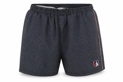 Front view of OCV men’s grey check bermuda shorts, size L