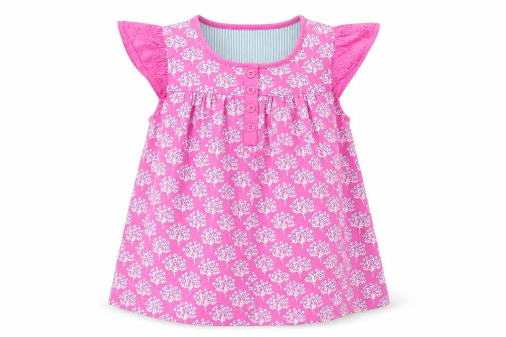 John Lewis  Girls Pink Floral  Basic Blouse Size 6 Years