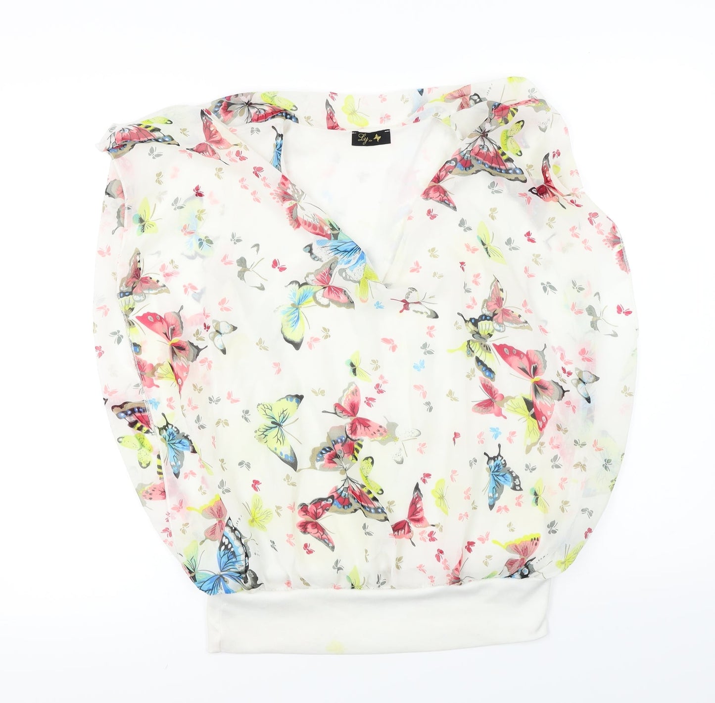 ly Womens White Floral  Basic Blouse Size 8