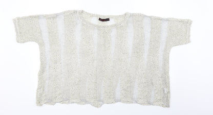 Additional front view of rosey burg women’s beige striped jumper, size S