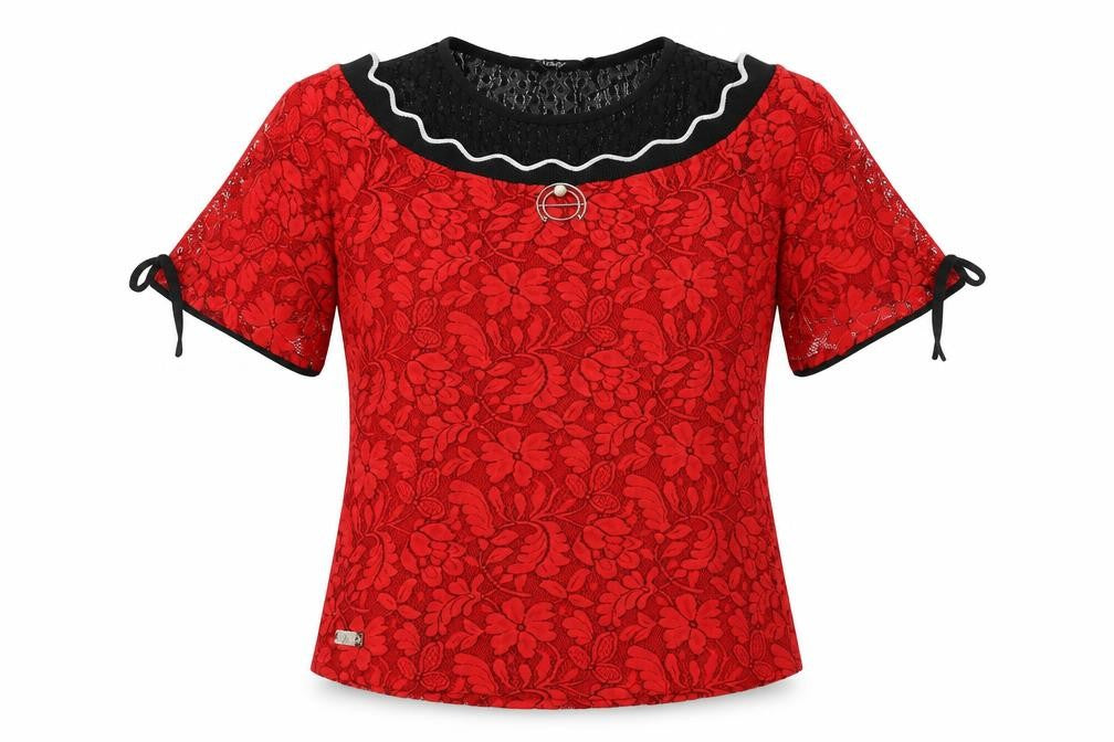twisty Womens Red Floral  Basic T-Shirt Size 12