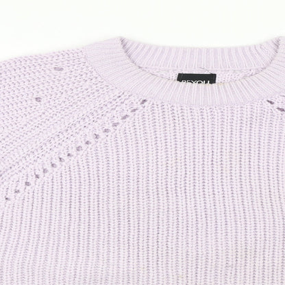Close-up detail of Be You women’s purple jumper, size UK 12