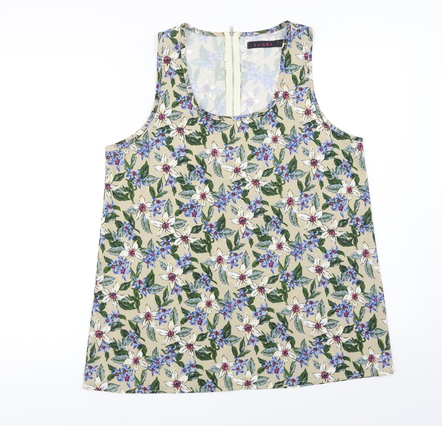 tenki  Womens Beige Floral  Basic Blouse Size L