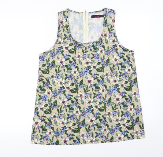 tenki  Womens Beige Floral  Basic Blouse Size L