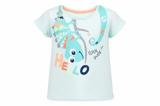 Front view of Pep&Co Baby Green Basic T-Shirt, size 12-18, Months - HELLO