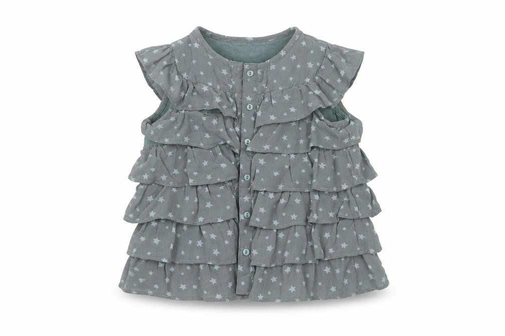 Marks & Spencer Girls Green   Basic Blouse Size 2-3 Years  - ruffle, stars