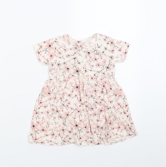 Preworn Girls Pink Floral  T-Shirt Dress  Size 12 Months