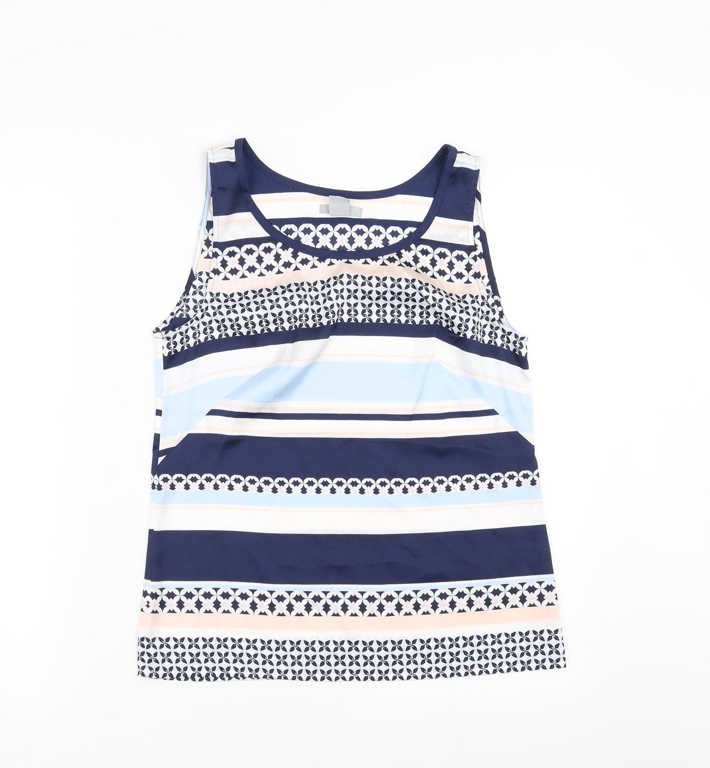 H&M Womens Blue Geometric  Basic Blouse Size 8