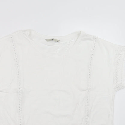 Close-up detail of TU women’s white basic t-shirt, size UK 16