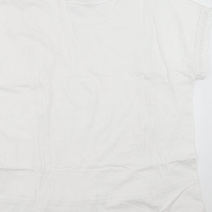 Brand and care label for TU women’s white basic t-shirt, size UK 16