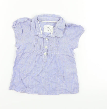Front view of H&M girls’ blue fit & flare, size 6-9, months