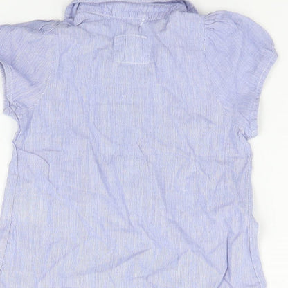 Brand and care label for H&M girls’ blue fit & flare, size 6-9, months