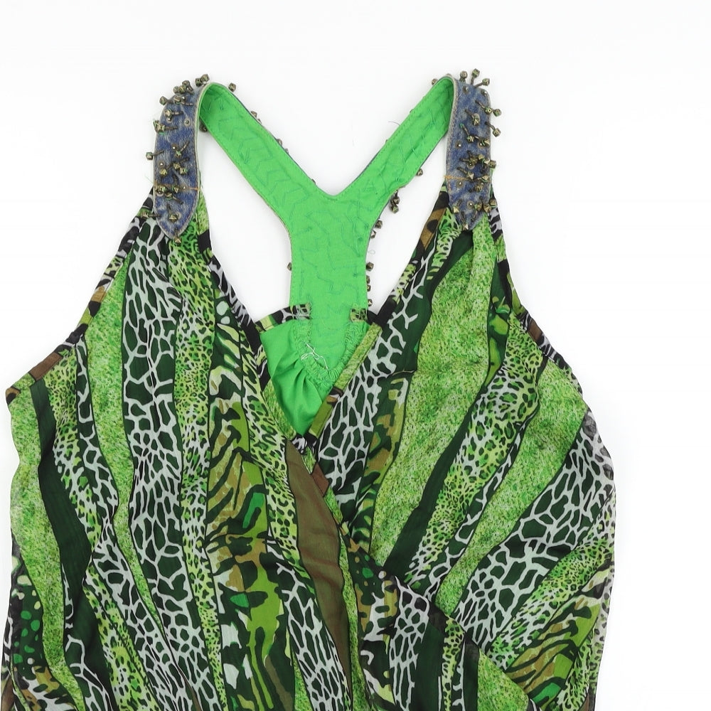Jaune Rouge Womens Green Geometric  Basic Tank Size M