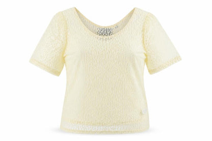 Front view of Dorothy Perkins women’s yellow basic blouse, size UK 16