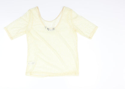 Back view of Dorothy Perkins women’s yellow basic blouse, size UK 16