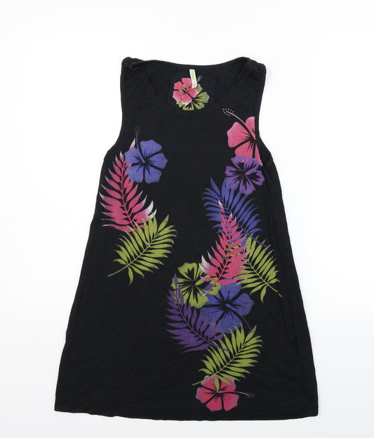 deniem & co Womens Black Floral  Fit & Flare  Size 8